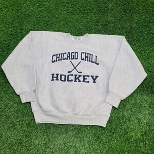 Vintage Chicago-Chill Hockey Sweatshirt Womens XL 24x24 Baggy Boxy